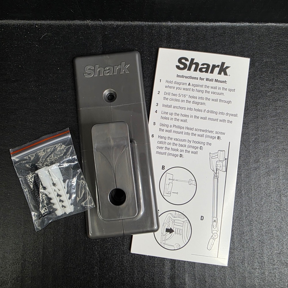 Shark Cordless Vacuum Wall Mount Storage Bracket Gray with Hardware‎ and Manual